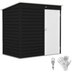 6 x 4ft Metal Garden Shed, Galvanised Steel Shed with Lockable Door and Gloves, Outdoor Tool Storage Shed for Garden, Patio, Dark Grey