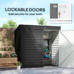 6 x 4ft Metal Garden Shed, Galvanised Steel Shed with Lockable Door and Gloves, Outdoor Tool Storage Shed for Garden, Patio, Dark Grey - Image 6