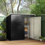 6 x 4ft Metal Garden Shed, Galvanised Steel Shed with Lockable Door and Gloves, Outdoor Tool Storage Shed for Garden, Patio, Dark Grey - Image 4