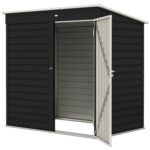 6 x 4ft Metal Garden Shed, Galvanised Steel Shed with Lockable Door and Gloves, Outdoor Tool Storage Shed for Garden, Patio, Dark Grey - Image 2
