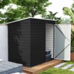6 x 4ft Metal Garden Shed, Galvanised Steel Shed with Lockable Door and Gloves, Outdoor Tool Storage Shed for Garden, Patio, Dark Grey - Image 11