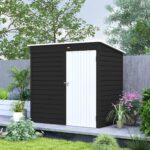 6 x 4ft Metal Garden Shed, Galvanised Steel Shed with Lockable Door and Gloves, Outdoor Tool Storage Shed for Garden, Patio, Dark Grey - Image 10