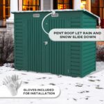 EverBase 8 x 4FT Galvanised Metal Tool Storage Shed with Pent Roof, 2 Vents & Lockable Door, Green - Image 9