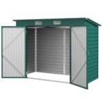 EverBase 8 x 4FT Galvanised Metal Tool Storage Shed with Pent Roof, 2 Vents & Lockable Door, Green - Image 2