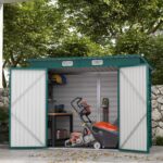 EverBase 8 x 4FT Galvanised Metal Tool Storage Shed with Pent Roof, 2 Vents & Lockable Door, Green - Image 4
