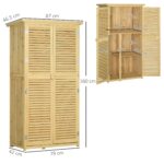 Wooden Garden Storage Shed with Asphalt Roof & 2 Lockable Doors, 87x47x160cm, Natural - Image 5
