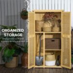 Wooden Garden Storage Shed with Asphalt Roof & 2 Lockable Doors, 87x47x160cm, Natural - Image 7