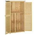 Wooden Garden Storage Shed with Asphalt Roof & 2 Lockable Doors, 87x47x160cm, Natural - Image 2