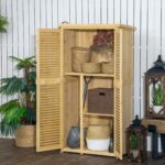 Wooden Garden Storage Shed with Asphalt Roof & 2 Lockable Doors, 87x47x160cm, Natural - Image 3