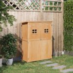 Wooden Tool Storage Cabinet w/ 2 Windows & Double Door, for Garden, Patio, 127.5x 50x164cm, Natural - Image 4
