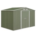 EverBase 9 x 6ft Metal Garden Shed with Double Sliding Doors & Shutter Vents, Light Green - Image 2