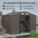 EverBase 9 x 6ft Metal Garden Shed with Double Sliding Doors & Shutter Vents, Brown - Image 6