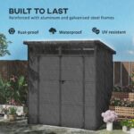 6 x 6ft Outdoor Storage Shed, Plastic Garden Shed with Windows and Air Vents, Outdoor Resin Tool Shed with Latch Doors for Garden, Deck, Dark Grey - Image 6
