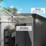 6 x 6ft Outdoor Storage Shed, Plastic Garden Shed with Windows and Air Vents, Outdoor Resin Tool Shed with Latch Doors for Garden, Deck, Dark Grey - Image 7