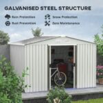 EverBase 9 x 6ft Metal Garden Shed with Double Sliding Doors & Shutter Vents, Silver - Image 6