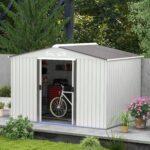 EverBase 9 x 6ft Metal Garden Shed with Double Sliding Doors & Shutter Vents, Silver - Image 4